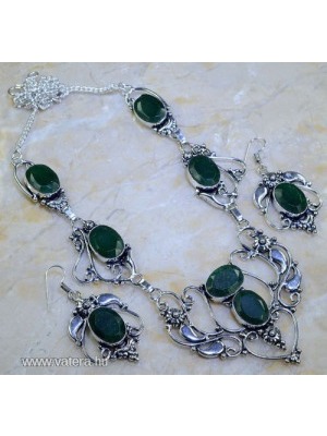 925 ezüst Smaragd köves nyaklánc fülbevaló szett << lejárt 783857