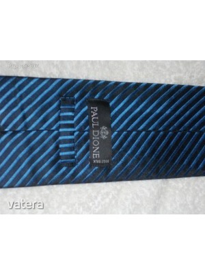Eredeti ÚJ - PAUL DIONE - 100% selyem nyakkendő - fekete - kék csíkos - eredeti ár: ~ 10.000 Ft << lejárt 280129