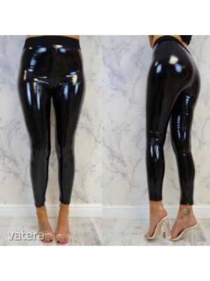 Vadi új fekete bőr hatású fényes metallic szexy AMISU leggings nadrág << lejárt 190510