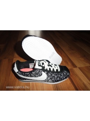 EREDETI Nike CORTEZ NYLON PRINT "szívecskés" fekete divatos női sport cipő utcai 38 (24 cm) ÚJ << lejárt 176014