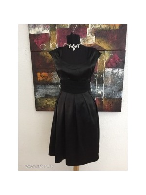 Orsay minőségi fekete elegáns selyem szatén business ruha / koktél ruha 36 << lejárt 73562
