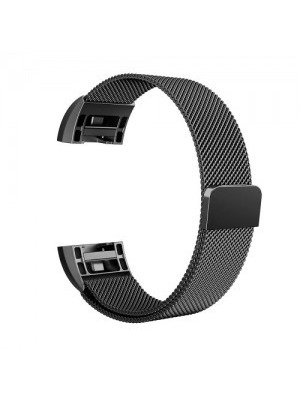 Pótszíj (rozsdamentes acél, állítható) FEKETE Fitbit Charge 2 << lejárt 824237