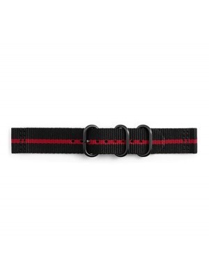 Pótszíj (prémium textil, állítható, csíkos minta), fekete-piros - Samsung Gear Sport << lejárt 424512