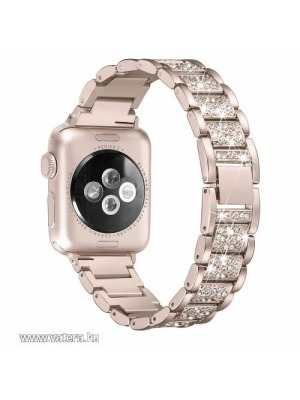 Pótszíj (rozsdamentes acél, speciális pillangó csat, strasszkő), arany - Apple Watch Series 1 / 2... << lejárt 883179