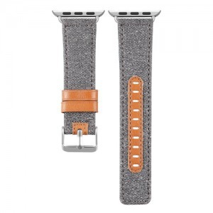 Pótszíj (textil, valódi bőr) SZÜRKE - Apple Watch Series 1 / 2 / 3 / 4 38mm / 40mm << lejárt 6557343 79 fotója