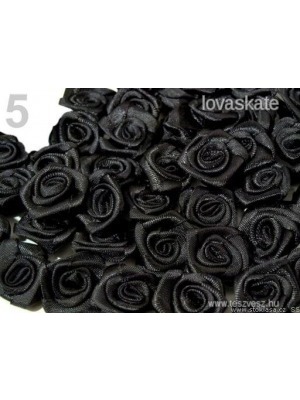 Kb. 12mm-es Szatén rózsa virág - fekete << lejárt 331760