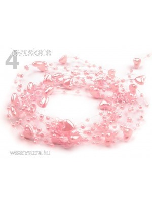 12mm-es szívek gyöngyös szilikon szálon - rózsaszín << lejárt 729196