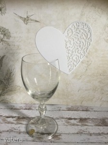 Szív alakú Esküvői ültetőkártya Pohárra fehér-karton csomag! Kedvező áron eladó! << lejárt 9966942 19 fotója