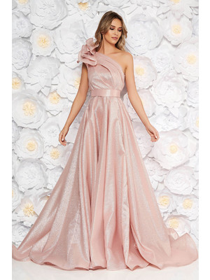 Rózsaszínű Ana Radu harang ruha nem rugalmas anyag fémes jelleg belső béléssel fodros << lejárt 981745