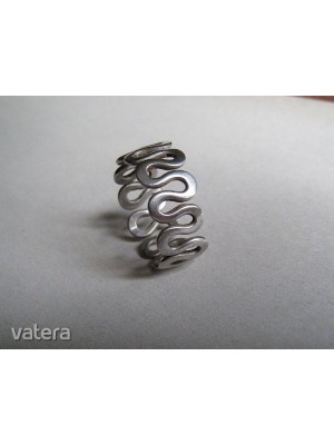 Széles, hullámos ezüst karika gyűrű --- 1 Ft! ---- << lejárt 149546