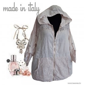 Made in Italy, csipkés, púder lenvászon kapucnis kabátka , 44-46-os, 1Ft << lejárt 4834744 60 fotója