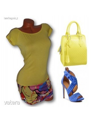 Sárga és színes nyári női ruha S (haszn.) << lejárt 897069
