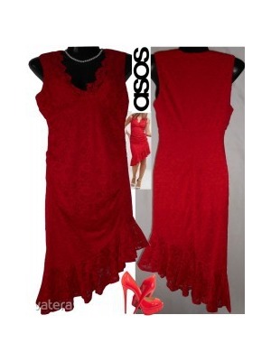 38/40 piros szexi csipke ruha_alakot kiemelő rugalmas aszimmetrikus aljú csipkés ruha menyecske ruha << lejárt 138745