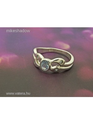 Akvamarin köves női ezüst gyűrű, ezüstgyűrű << lejárt 547421