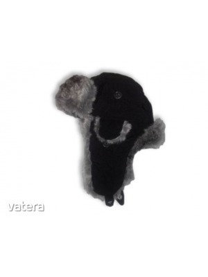 54 cm-es fejre szőrmés fekete téli sapka, usánka << lejárt 210435