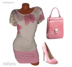 Rózsaszín, virágmintás csini nyári női ruha M/L (haszn.) << lejárt 9292203 16 fotója