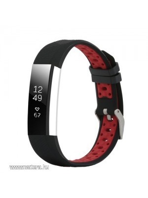 Fitbit Alta / Alta HR cserélhető szilikon sport szíj - nike hermes - fekete - piros lyukacsos << lejárt 39221