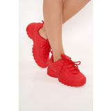 Piros casual sport cipő fűzővel köthető meg