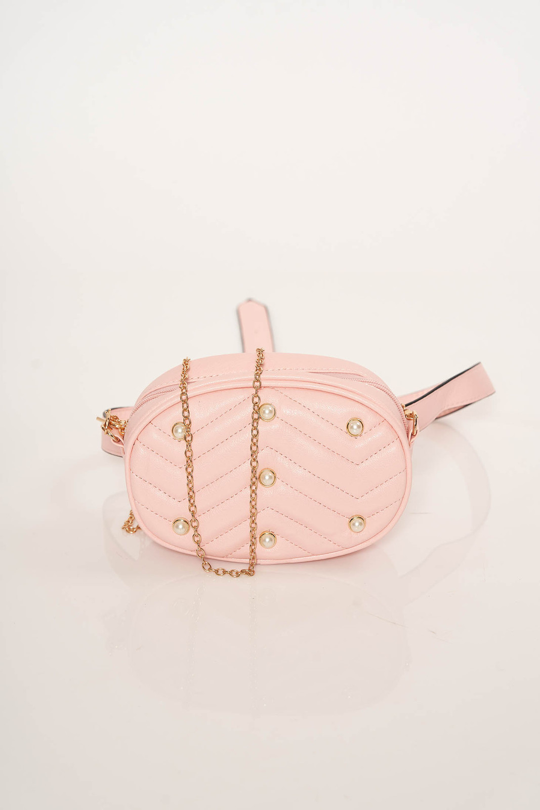 Rózsaszínű gyöngyös díszítés táska steppelt anyag fém lánccal van ellátva << lejárt 5730316 83 fotója