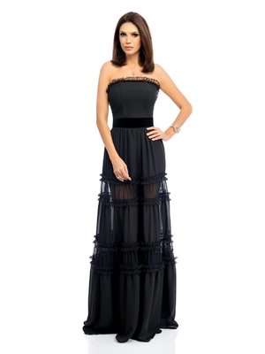 Fekete elegáns fűzős alkalmi harang ruha << lejárt 295111