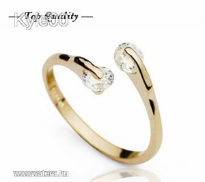 1 Ft 18K Arany Dupla köves Nyitott mintás Fehér Swarovski köves női Gyűrű << lejárt 618809 83 fotója