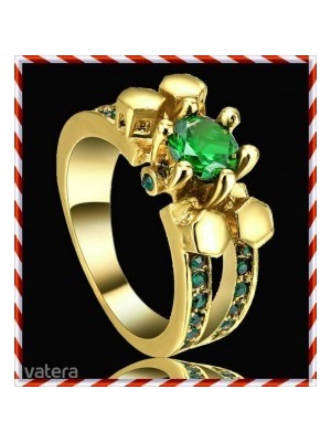 Csoda szép arany filled smaragd kristály gyűrű 16,2 mm es AKCIÓ << lejárt 497194