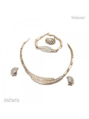 Maria King, Arany színű izgalmas formájú nyaklánc, fülbevaló, karkötő és gyűrű szett << lejárt 732597