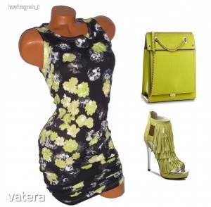 Neonzöld virágos nyári női ruha S/M ÚJ (Postázás 685 Ft) << lejárt 8281037 96 fotója