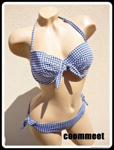 F&F kék kockás, levehető pántú, push-up bikini (40, 75/D) << lejárt 7220273 92 fotója