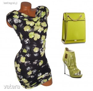 Ejtett neonzöld virágos nyári női ruha L ÚJ (Postázás 685 Ft) << lejárt 2921485 77 fotója
