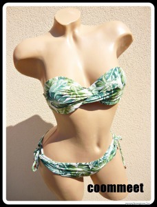 H&M zöld leveles, merevítős/szivacsos bikini (XS-S) << lejárt 78369 60 fotója