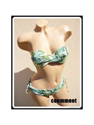 H&M zöld leveles, merevítős/szivacsos bikini (XS-S) << lejárt 925183