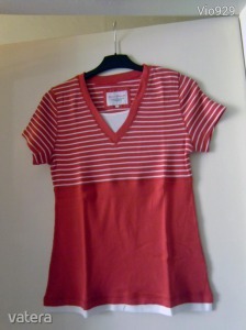 C&A Yessica piros/fehér rugalmas pamut blúz póló, L-es, ÚJ! << lejárt 4246125 94 fotója