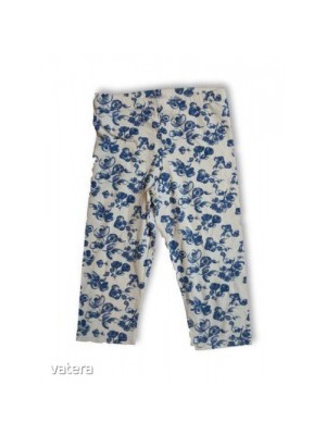 134-140-es fehér alapon kék virágos térdig érő leggings - Tchibo << lejárt 294275