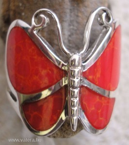 925 ezüst gyűrű 18,3/57,5 mm vörös tűzzománccal << lejárt 8465908 22 fotója