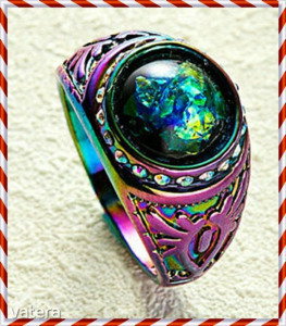 Gyönyörű titániummal bevont ezüst színjátszó tűz opál gyűrű 16,6 mm es A legújabb mode << lejárt 5126305 28 fotója