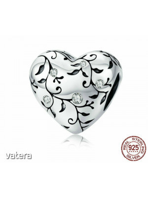 PANDORA jellegű Romantikus szív charm (925 ezüst) << lejárt 128160