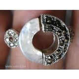 925 ezüst gyűrű 16,1/50,6 mm, Art Deco kagylóhéj+markazit << lejárt 550599
