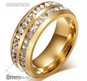 Esküvő - 2 soros kristály köves arany színű acél karika gyűrű 6&euro; << lejárt 98849 13 fotója