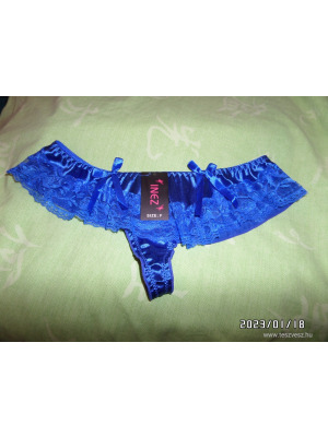 Új címkés Kék szatén csipkés Brazil Tanga Bugyi S M L << lejárt 233751