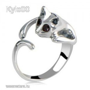 1 FT 925 Ezüst szín cica macska mintás női gyűrű << lejárt 65988 58 fotója