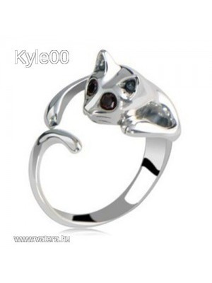 1 FT 925 Ezüst szín cica macska mintás női gyűrű << lejárt 280445