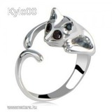 1 FT 925 Ezüst szín cica macska mintás női gyűrű << lejárt 280445