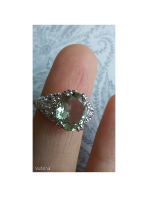 Zöld ametiszt köves ezüst gyűrű (57) << lejárt 764778