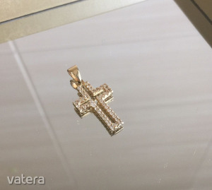 Cirkónia köves valódi 14K arany kereszt medál 1,8 gramm << lejárt 722201 81 fotója