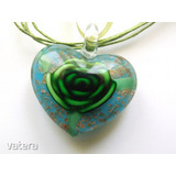 Szív alakú zöld virágos muránói üveg nyaklánc << lejárt 702188 kép