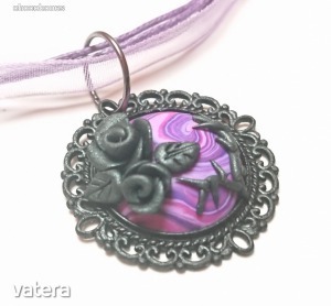 Egyedi kézzel készült ékszerek kézműves ékszer Lila Fekete Rózsa medál nyaklánc << lejárt 2750903 6 fotója