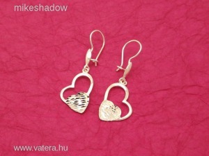Lógós női ezüst fülbevaló szív alakú, vésett dupla szíves << lejárt 2109212 3 fotója
