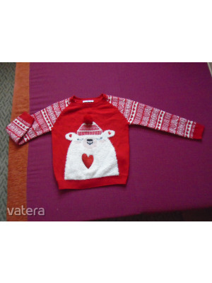 M&S.Kids Jegesmackó mintás vastag kötött csillogó szívecskés pulóver 9-10--évesre << lejárt 113508