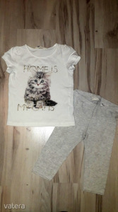 H&M 110-116-os csipkés aljú leggings és cicás póló kislánynak << lejárt 3608852 97 fotója